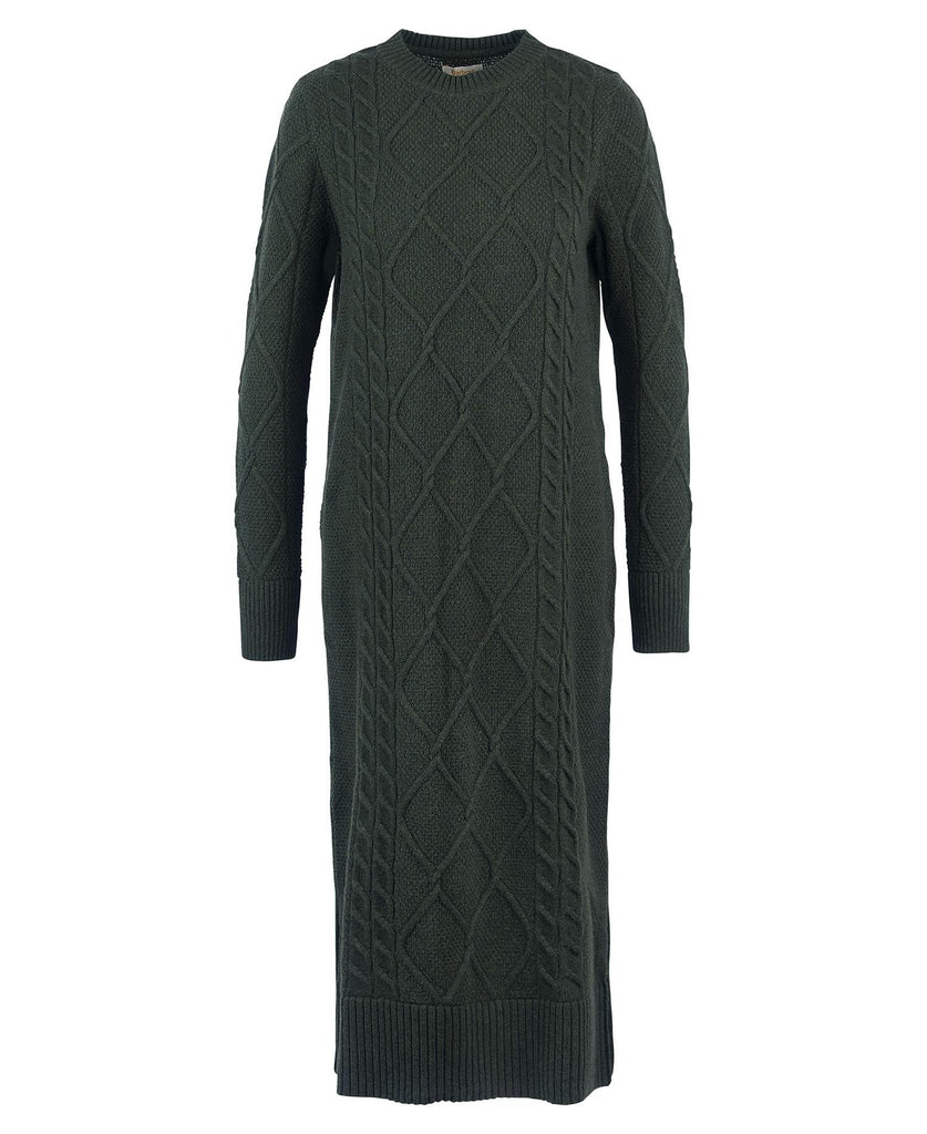 Barbour Kjóll - Burne Midi Knit Dress - Olive