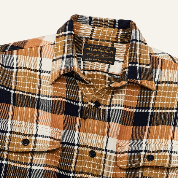 Filson Skyrta - Vintage Flannel Work Shirt - Navy / Cumin / Red