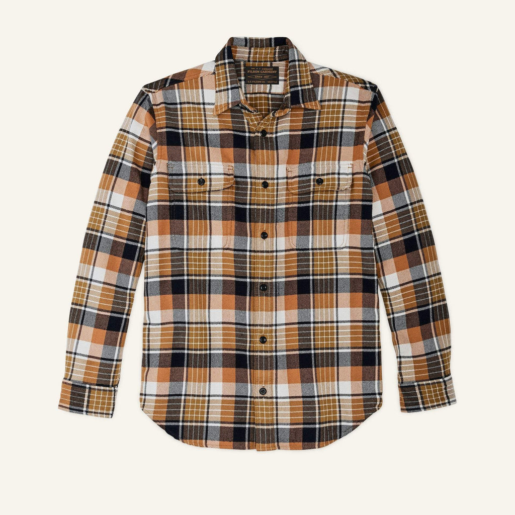 Filson Skyrta - Vintage Flannel Work Shirt - Navy / Cumin / Red