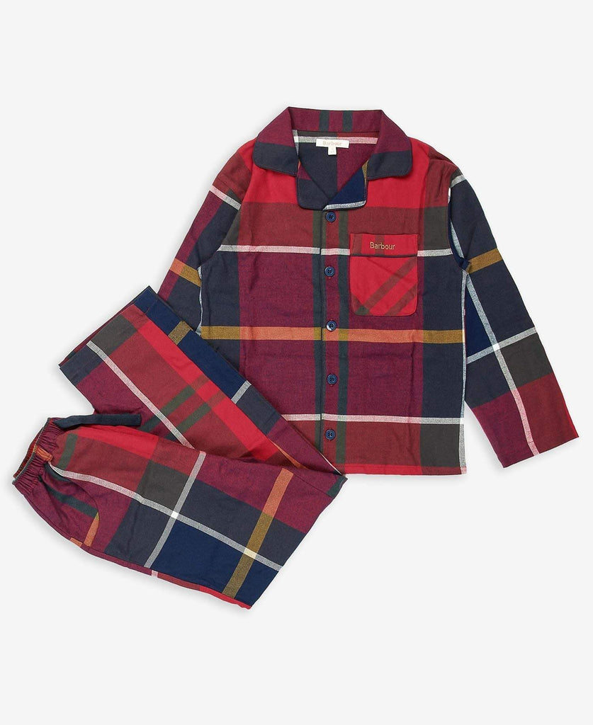 Barbour Barnanáttföt - Children Christmas PJ Set - Large Red Tartan