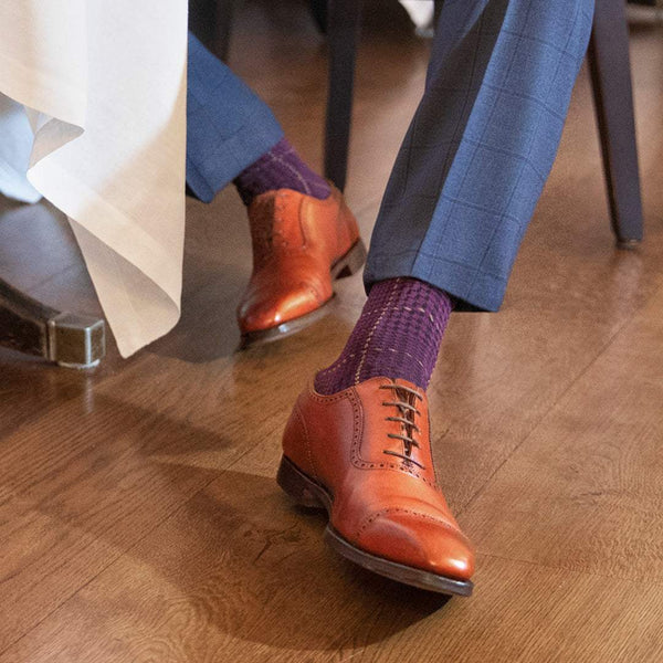 London Sock - Ottaway Purple Check Sokkar- Herrafataverslun Kormáks & Skjaldar