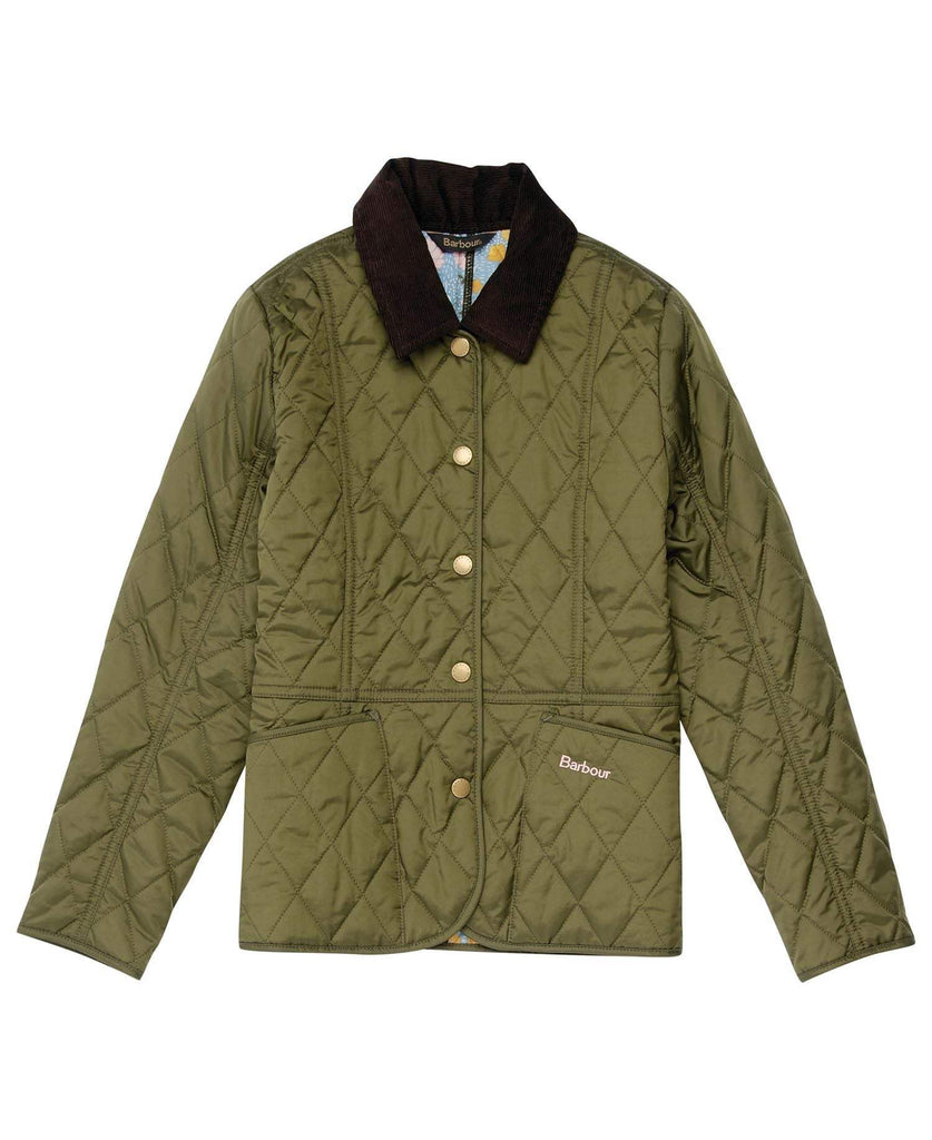 Barbour Barnajakki - Girls Printed Liddesdale Quilted - Olive