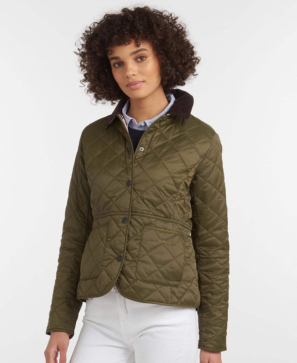 Barbour Vatteraður Dömujakki - Deveron Quilt - Olive/Pale Pink