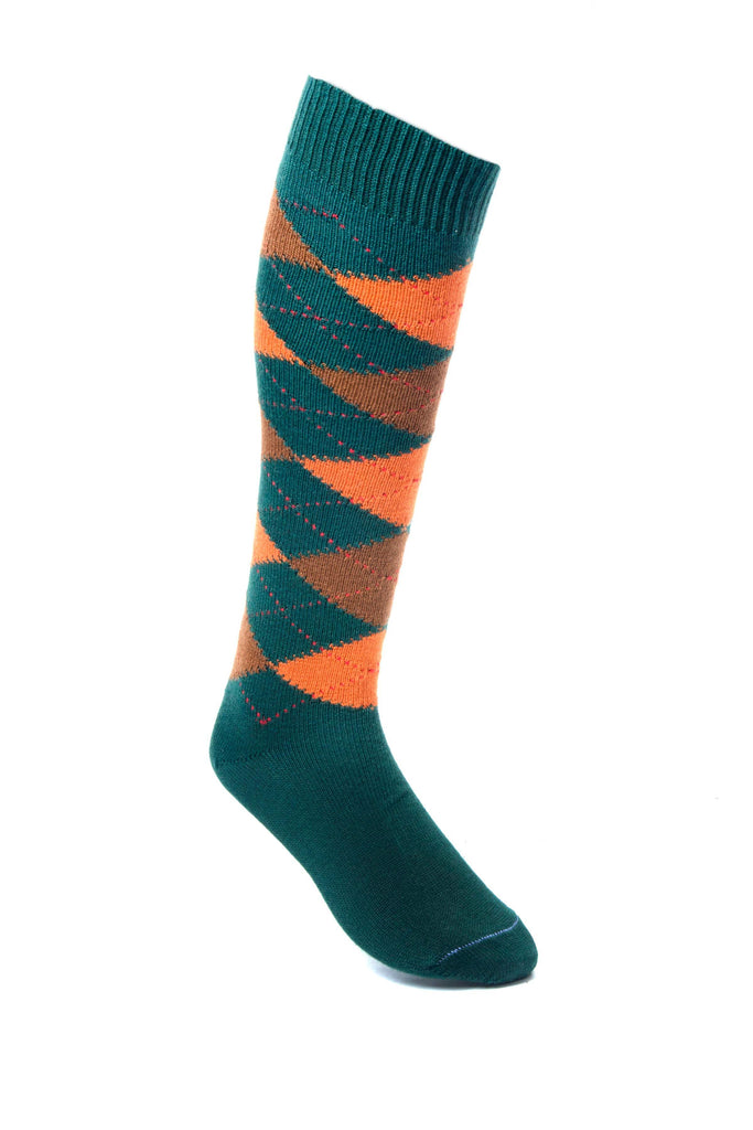 House of Cheviot - Golf Sock Long - Green/Brown/Cinnamon