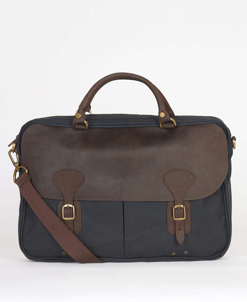 Barbour Taska - Wax Leather Briefcase - Navy